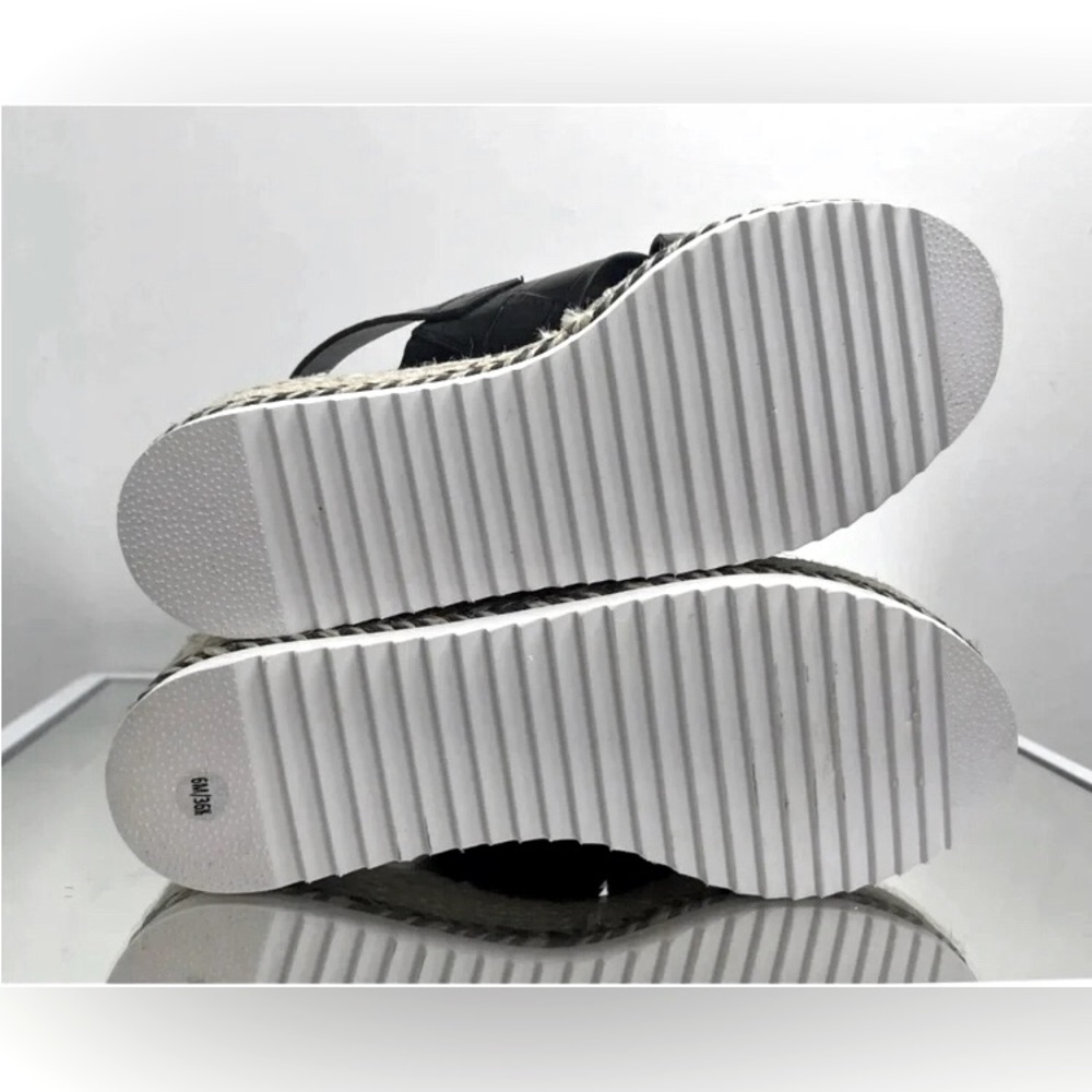 LNVince Camuto Platform Marietten Leather Croc Embossed Espadrille Cross Sandals - Picture 9 of 9